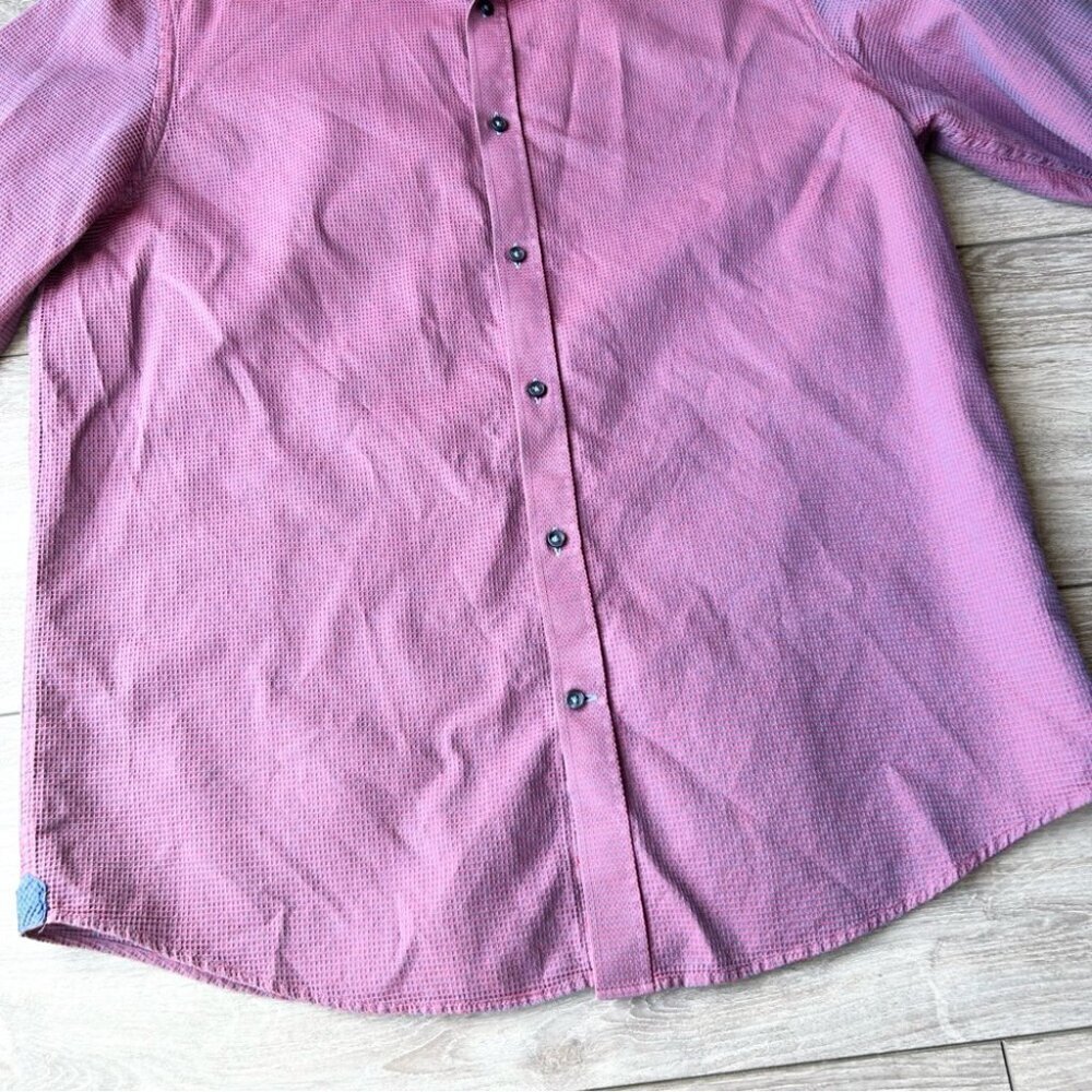 Report Collection Purple Waffle Pattern Pattern Button Down  Shirt - Picture 6 of 16